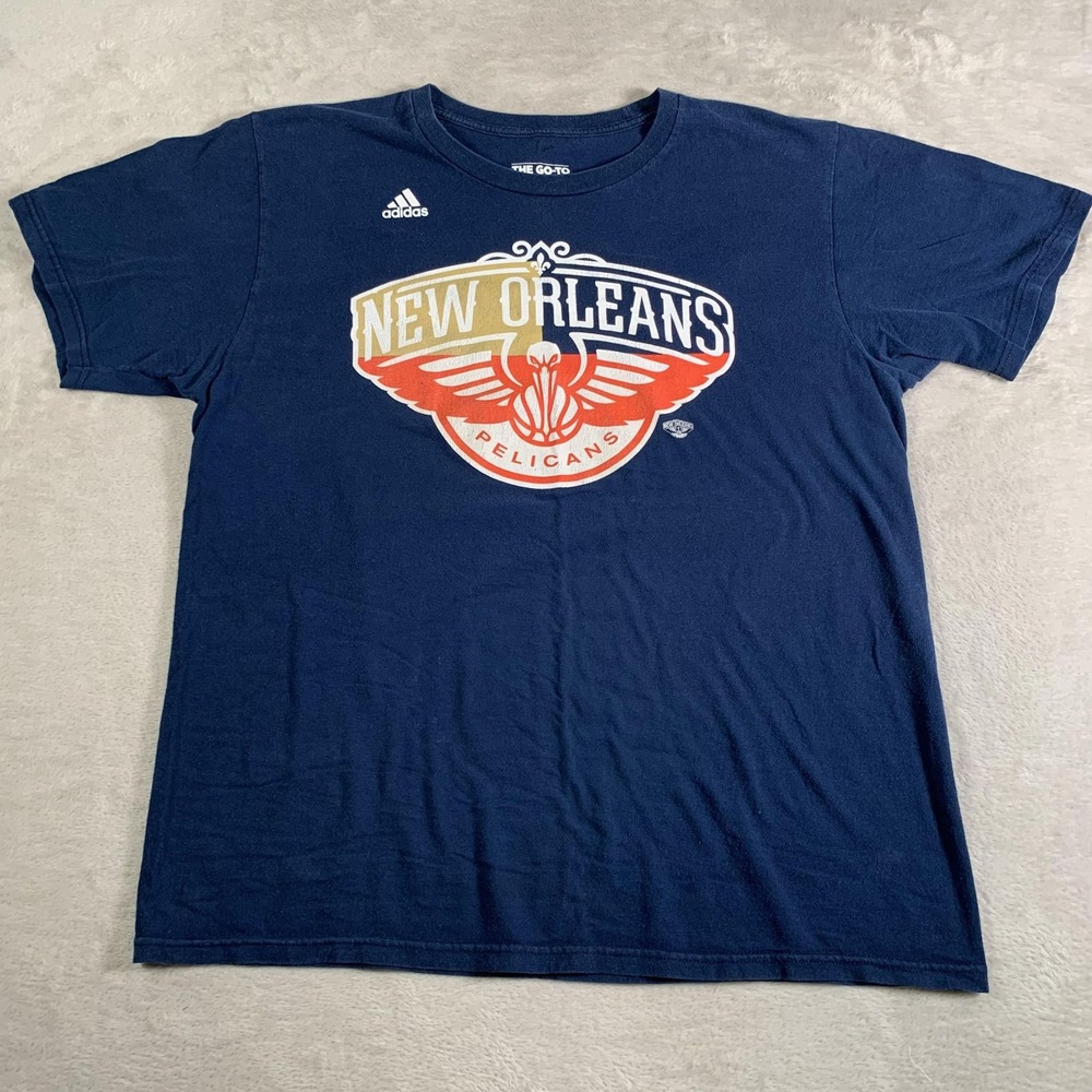 New Orleans Pelicans Shirt Mens Large Blue NBA Basketball Adidas Tee 100% Cotton